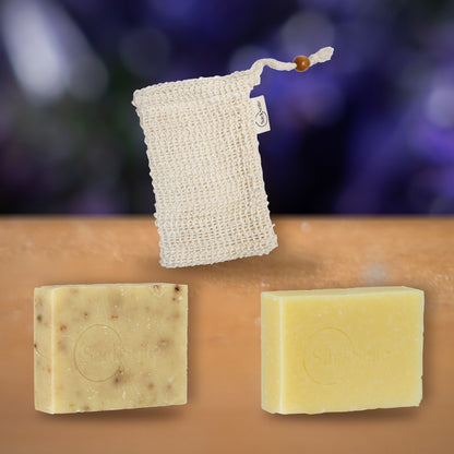 LavendelLord SchnupperSet von SackSeife: Duschseife, Festes Shampoo und SackSeifenSäckchen