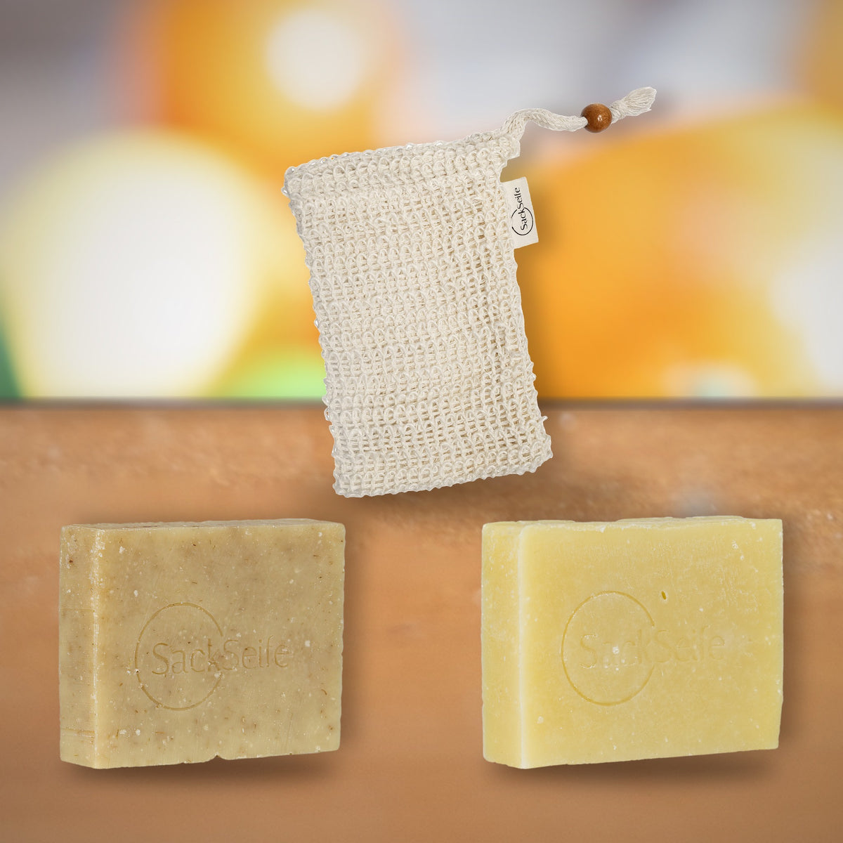ZitrusZar SchnupperSet von SackSeife: Duschseife, Festes Shampoo und SackSeifenSäckchen