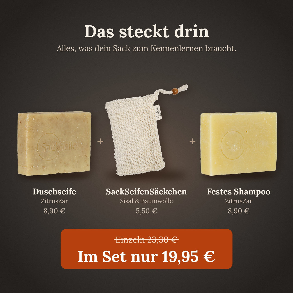 Infografik zum ZitrusZar SchnupperSet von SackSeife